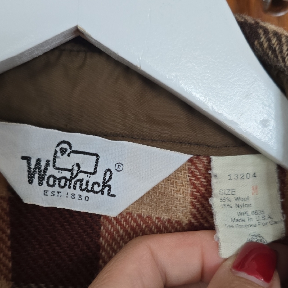 Vintage 1960s Woolrich Mens Wool Flannel Long Sleeve Button Up Shirt Sz M - Picture 2 of 3